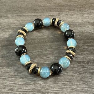 Blue & Black Bead Bracelet